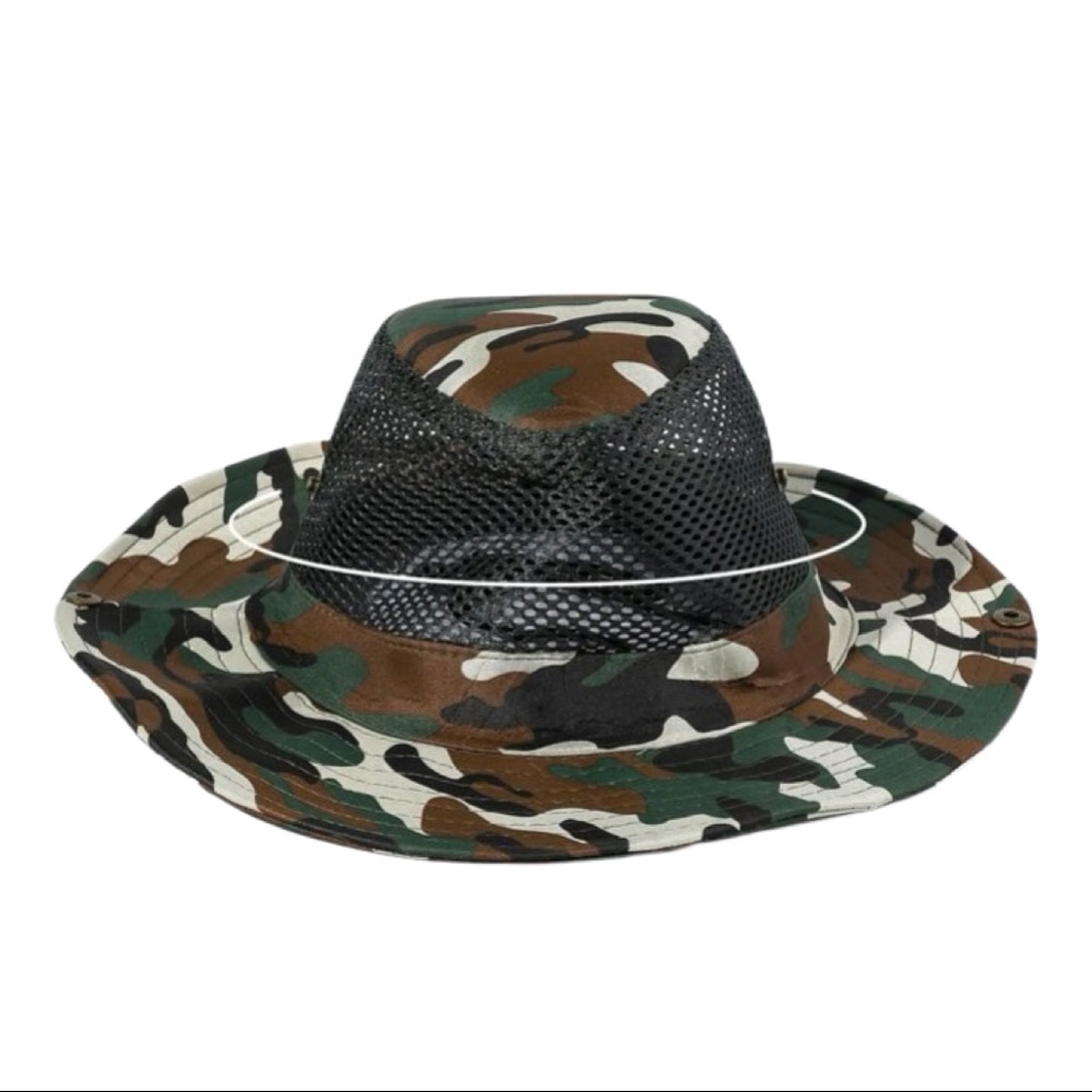 Camouflage Draw String Bucket Hat Unisex-Green